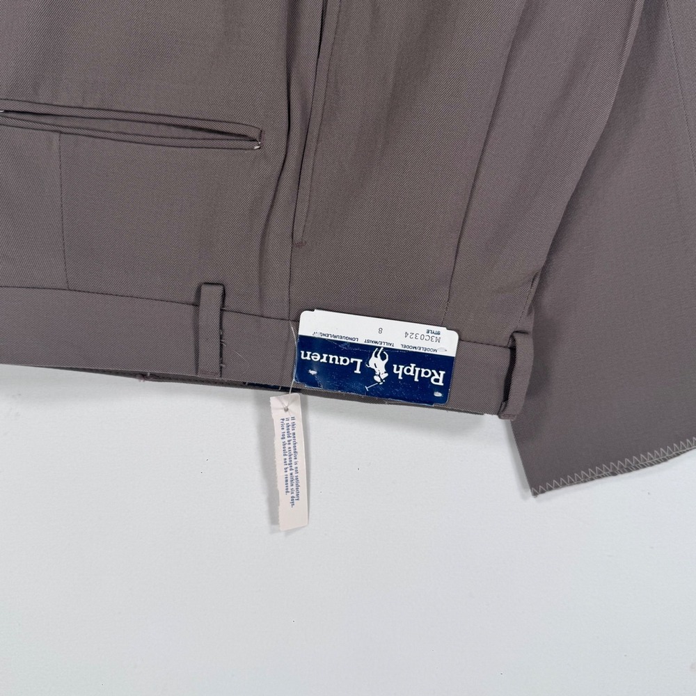 Vtg Ralph Lauren NWT Wool Pleated Trousers Women's 8 Tall Minimalist Office Read - Picture 3 of 15
